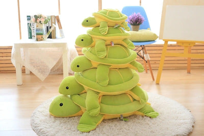 Peluche Tortue Famille Yeux Noirs